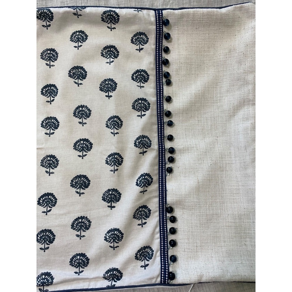 Eastern Accents Pillow Sham White Blue Glass Beads Floral Very Soft Linen Blend? - Picture 4 of 9